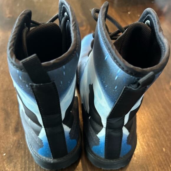 lace-up blue & black combat boots - Picture 4 of 10